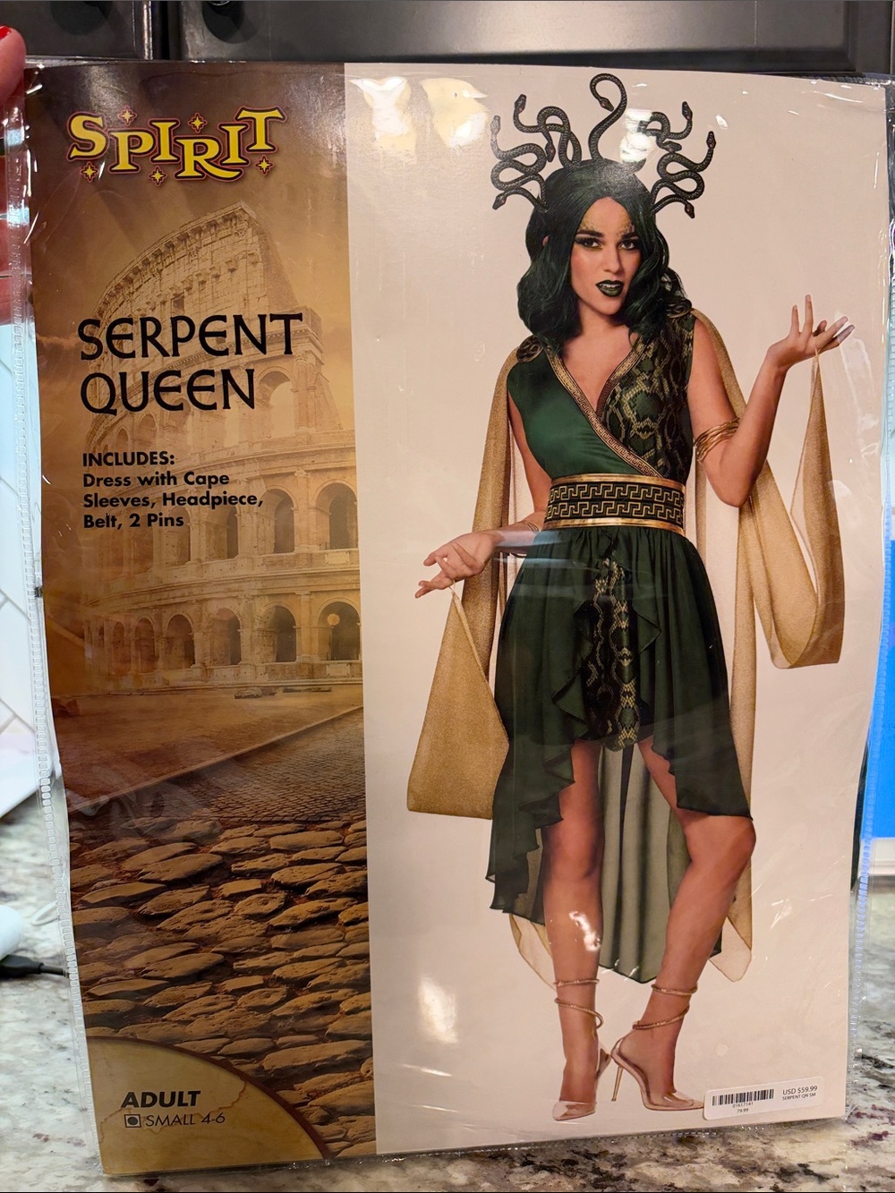 New Spirit Serpent Queen Costume in Green and Gold adult small